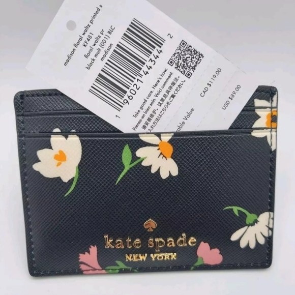 NWT! Kate Spade New York Madison Floral Waltz Small Slim Card Case - Picture 3 of 4